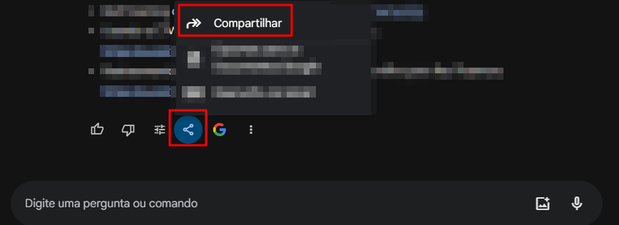 Figura – Função de compartilhar Gemini